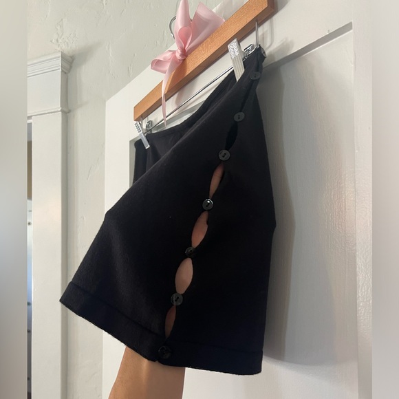Amlul Soft Knit Mini Skirt with Buttons Down Side - Picture 5 of 9